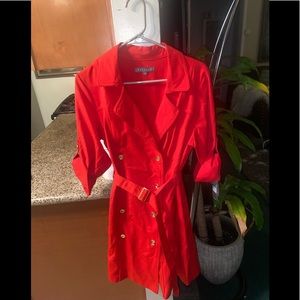 NWT —> Red 3/4 sleeve military style dress with gold buttons and accents